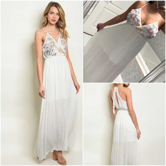 Trend Setter Diva Dresses & Skirts - EMBELLISHED MAXI DRESS IN IVORY